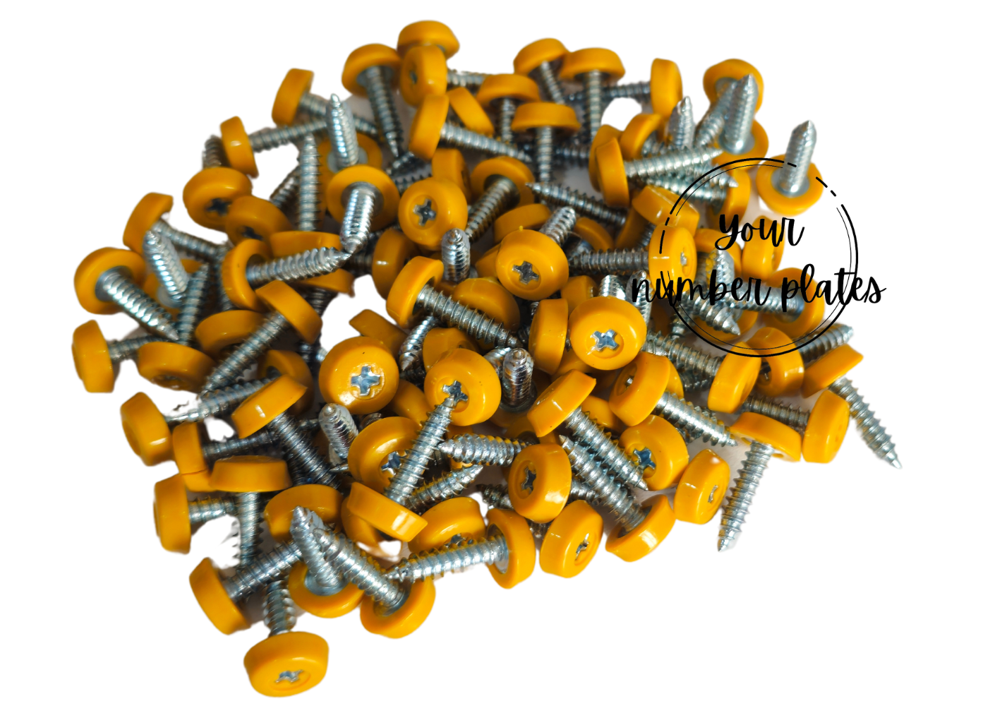 Close up of 100 polytop screws yellow