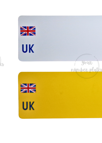 white and yellow reflective with UK travel Flag