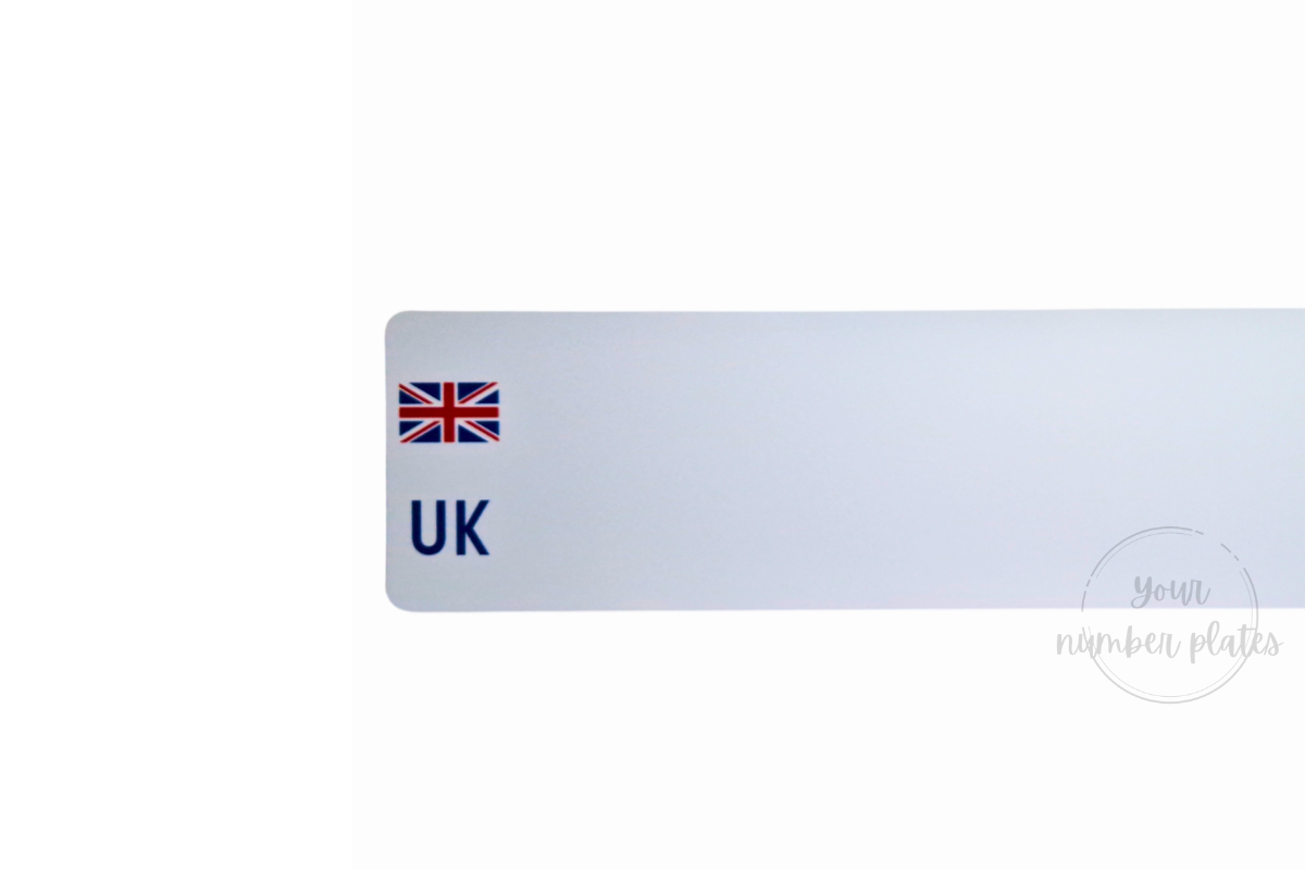 white  reflective with UK travel Flag