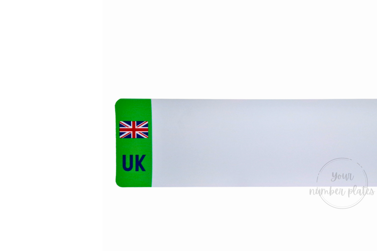 white nikkolite reflective with green EV stripe and UK flag