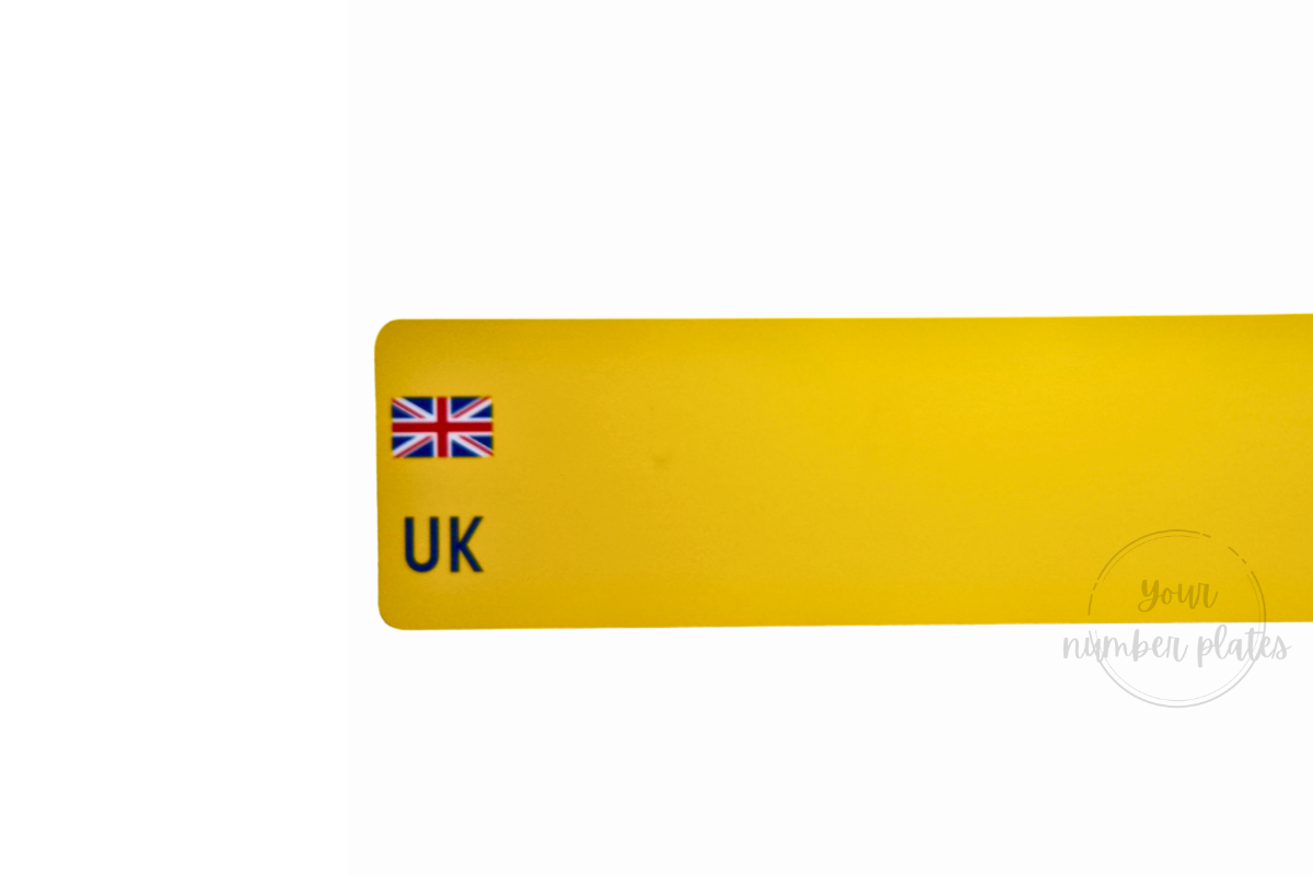 Yellow reflective with UK travel Flag